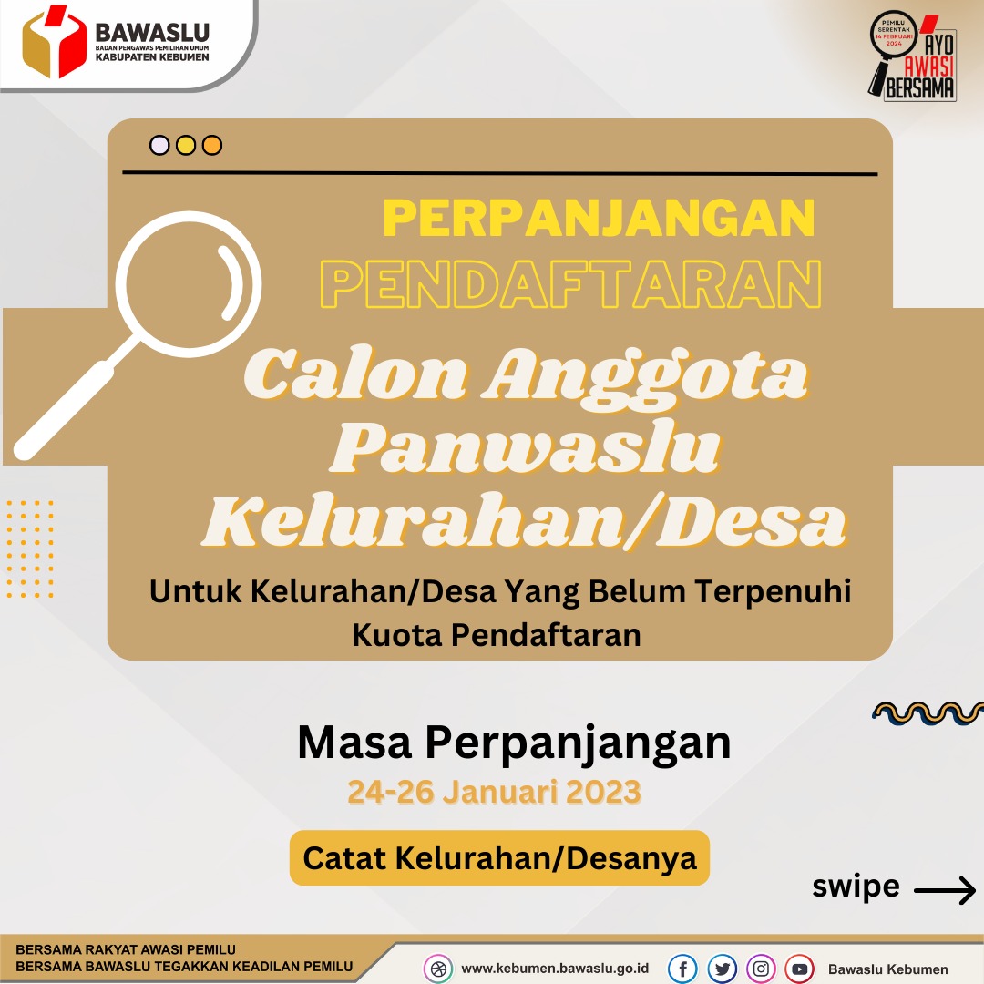 PERPANJANGAN PENDAFTARAN PANWASLU KELURAHAN/DESA (PKD)