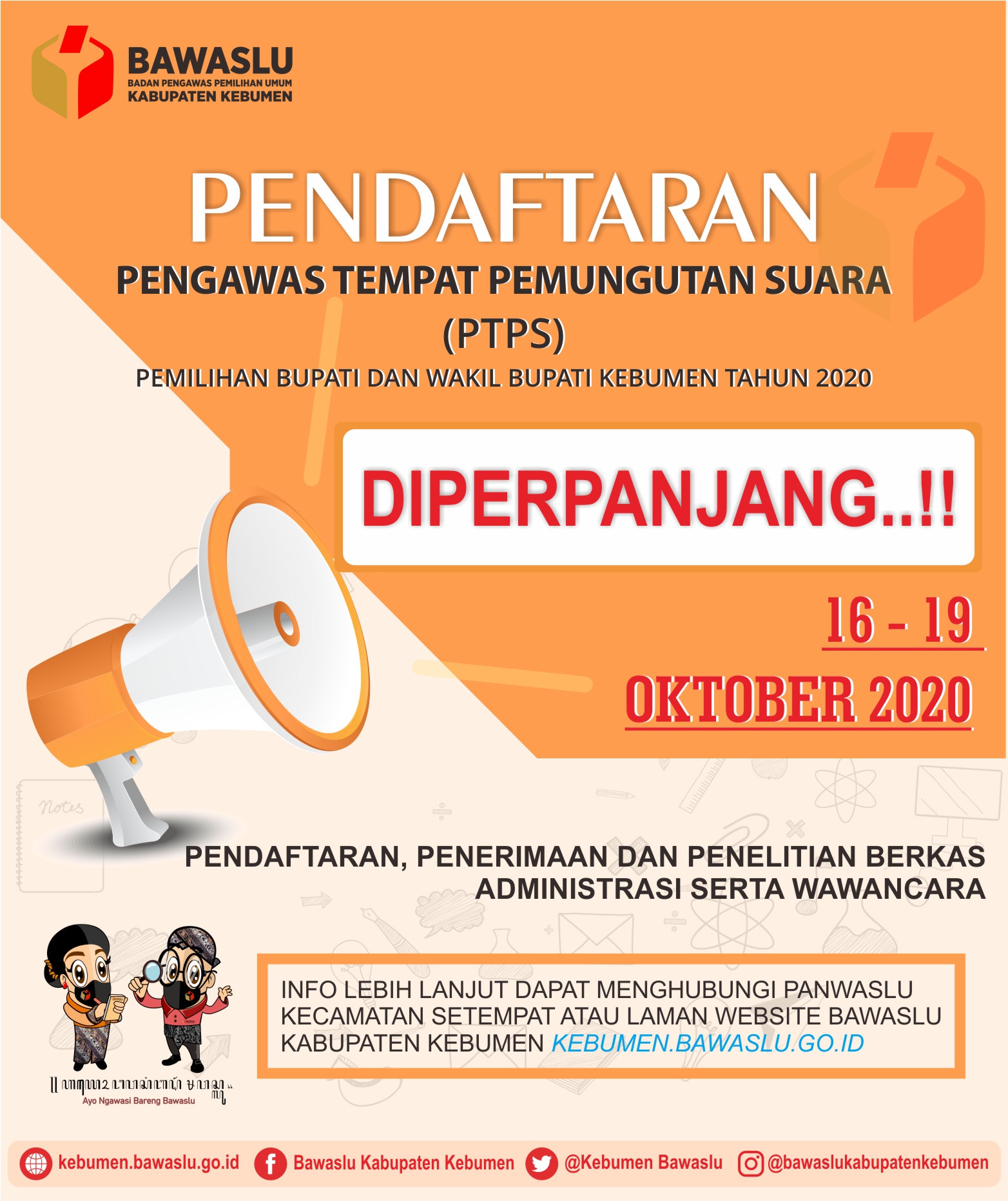 BELUM PENUHI KUOTA, BAWASLU KEBUMEN LAKUKAN PERPANJANGAN PENDAFTARAN PTPS