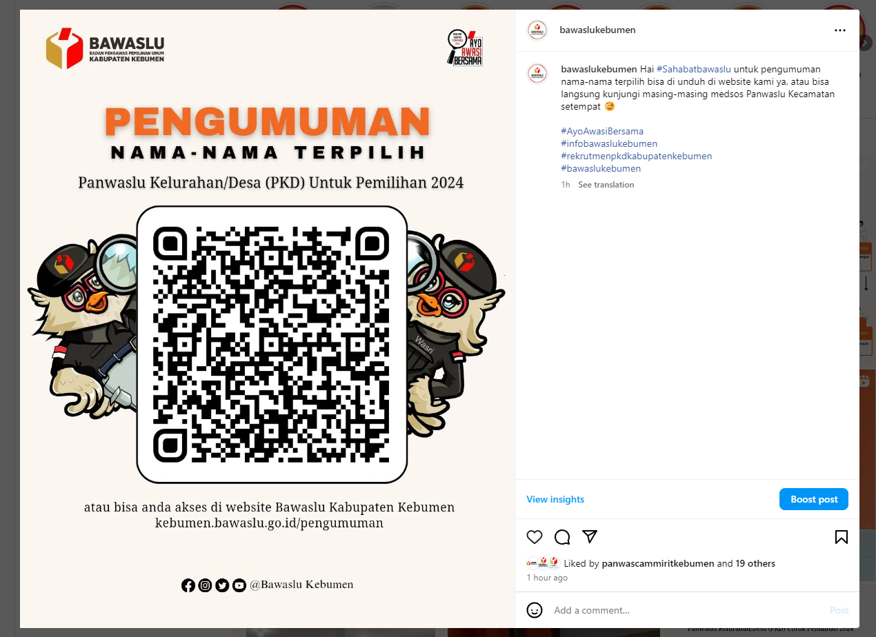 Bawaslu Kebumen Resmi Mengumumkan Nama-Nama Terpilih PKD untuk Pemilihan 2024