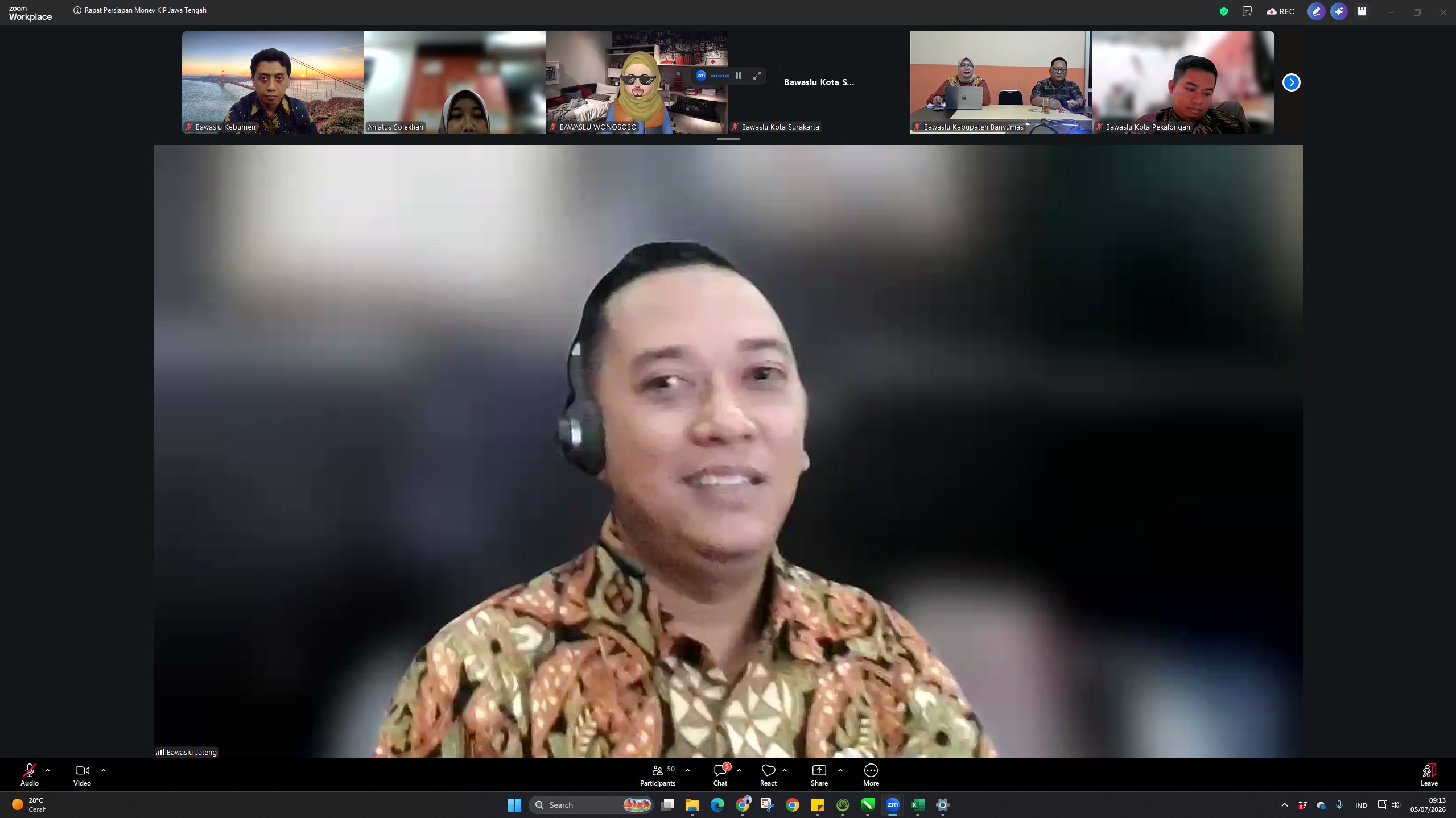 Bawaslu Kebumen Ikuti Rapat Monitoring dan Evaluasi Keterbukaan Informasi Publik