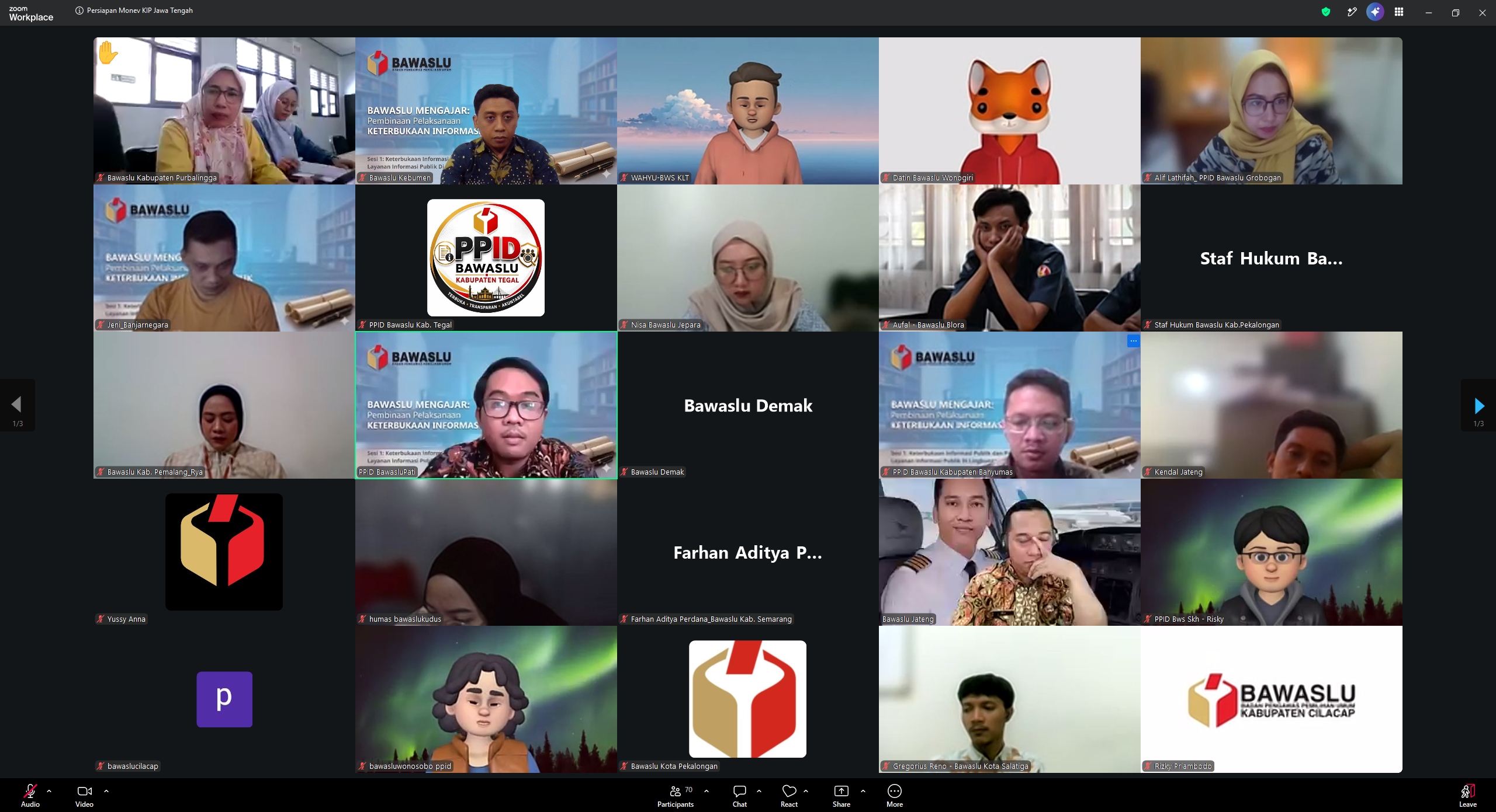 Zoom meeting ppid bawaslu kabupaten kota se jawa tengah