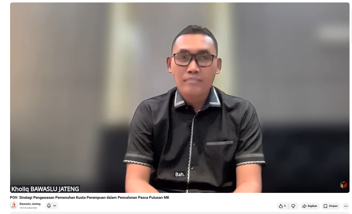 Keynote speech Literasi Pojok Pengawasan Vol.16, Koordinator Divisi Pencegahan dan Partisipasi Masyarakat Bawaslu Provinsi Jawa Tengah, Nur Kholiq