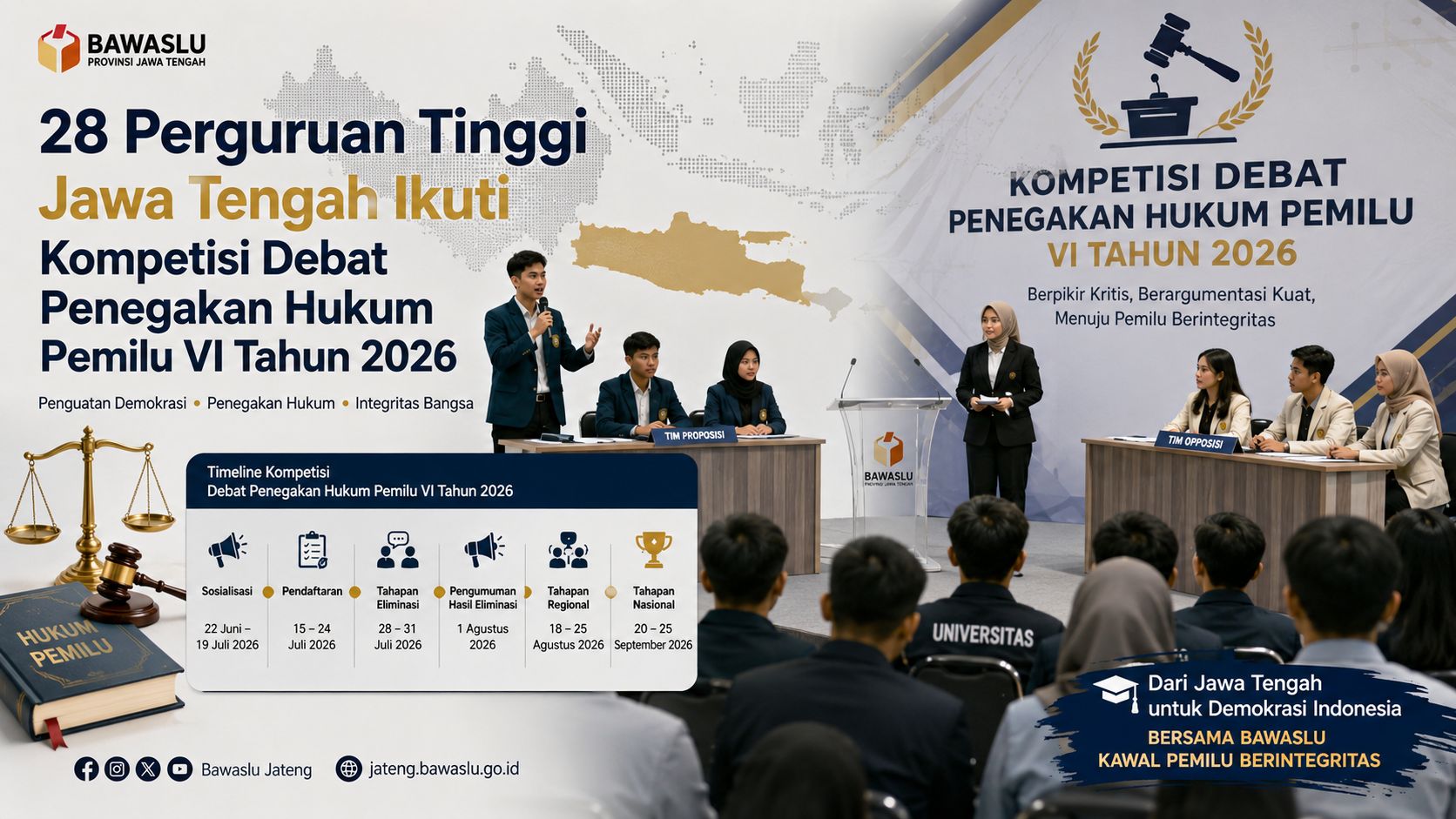 UNIMUGO termasuk 28 Perguruan Tinggi Di Jawa Tengah Ikut Kompetisi Debat Penegakan Hukum Pemilu Bawaslu RI 2026