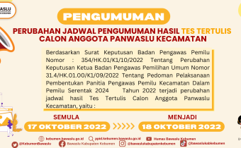 Perubahan Jadwal Pembentukan Panwascam Pemilu Serentak 2024